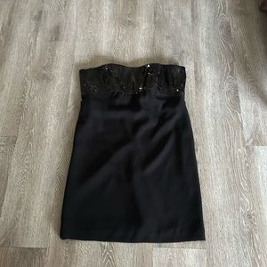 Stunning Ann Taylor black sequin top strapless cocktail dress size 4